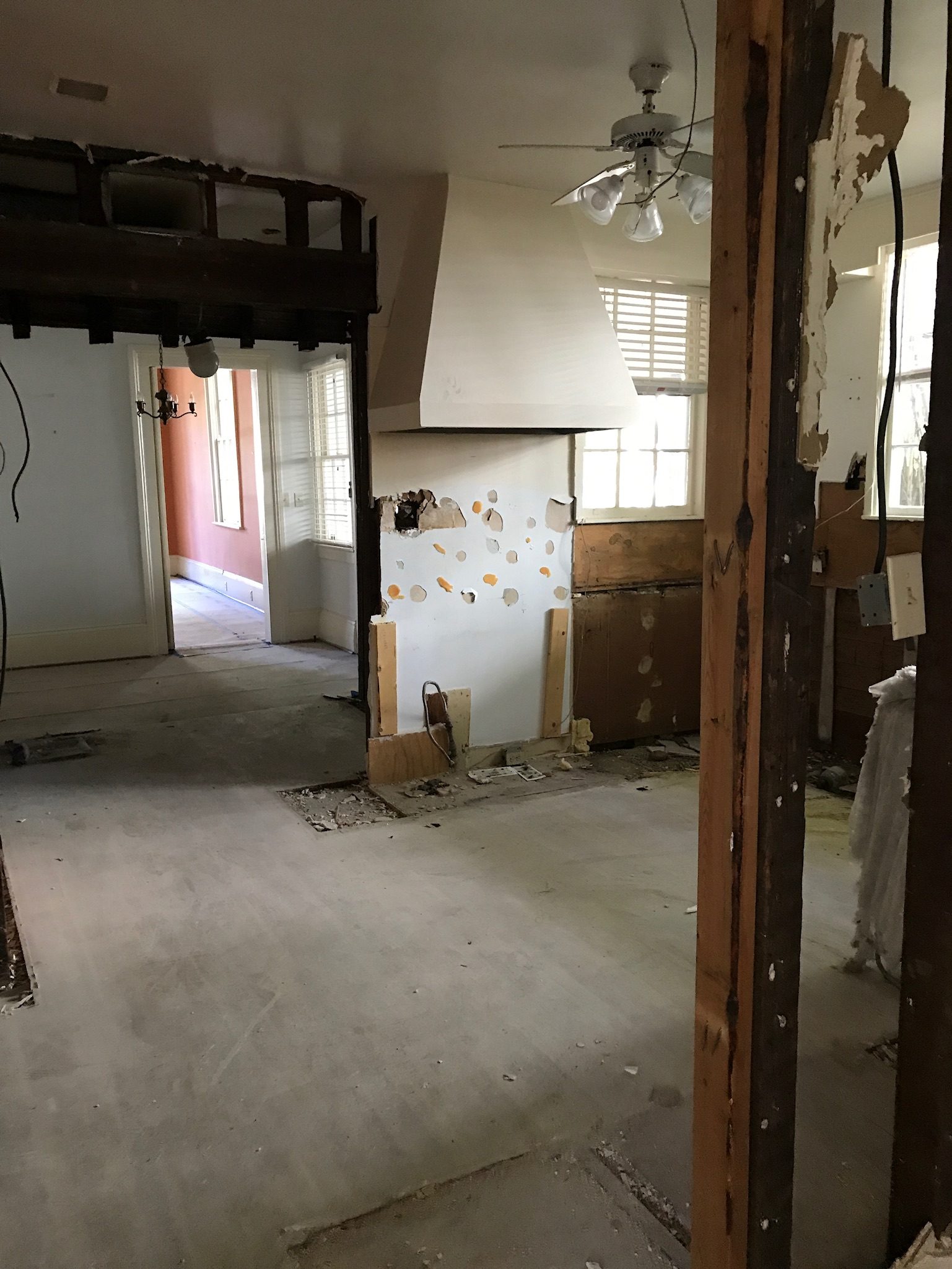 Kitchen taken down to the structure during a Garden District whole-home renovation