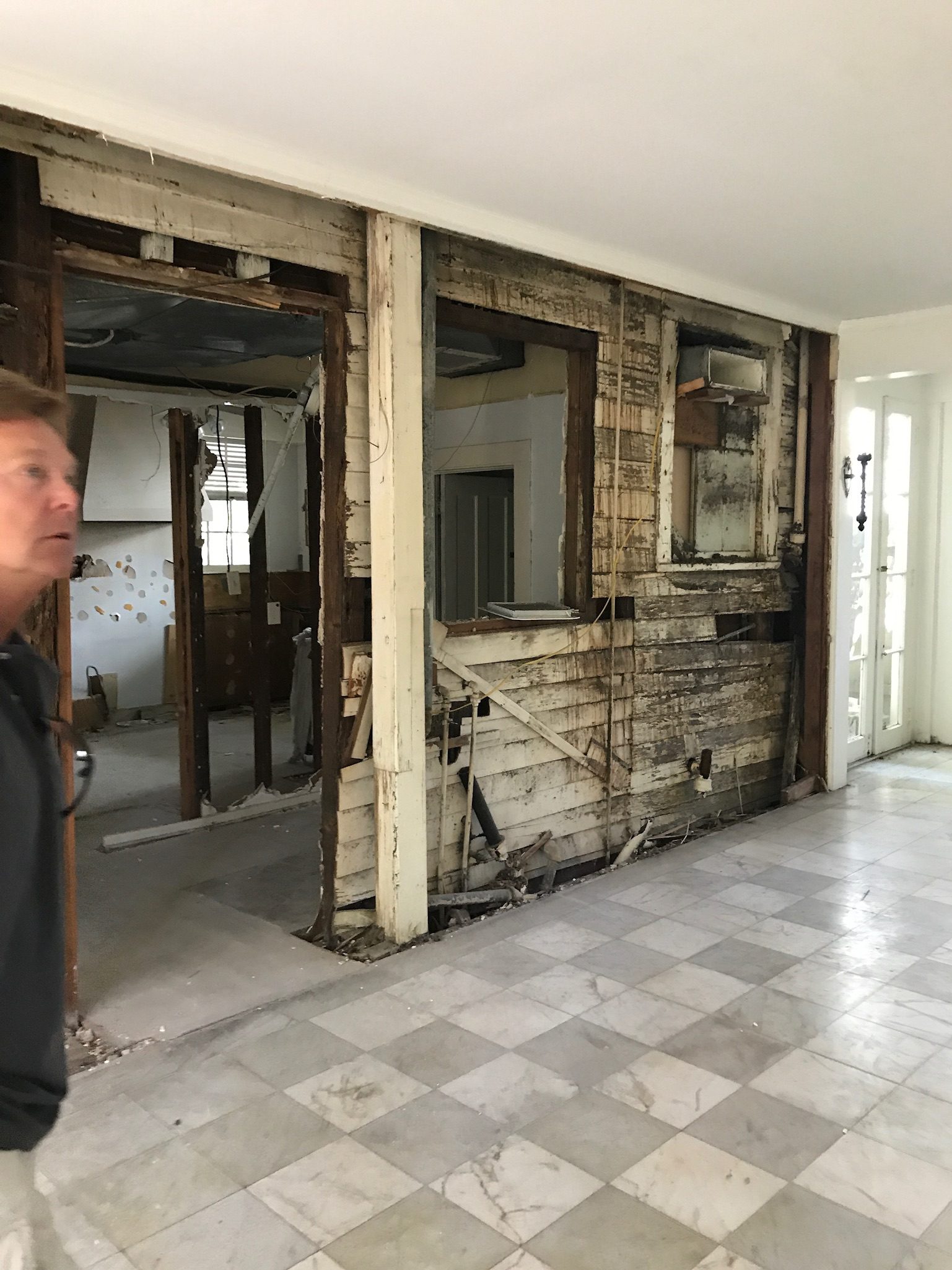 Original framing exposed during structural renovation of a historic New Orleans home