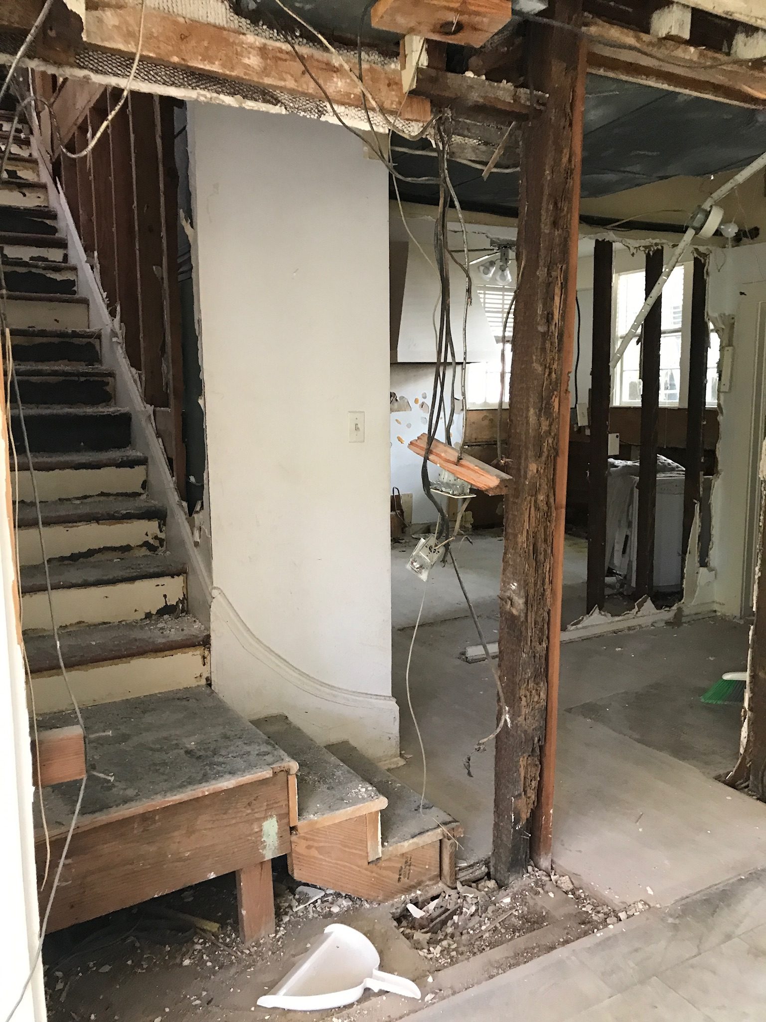 Historic staircase stripped to the carriage during renovation