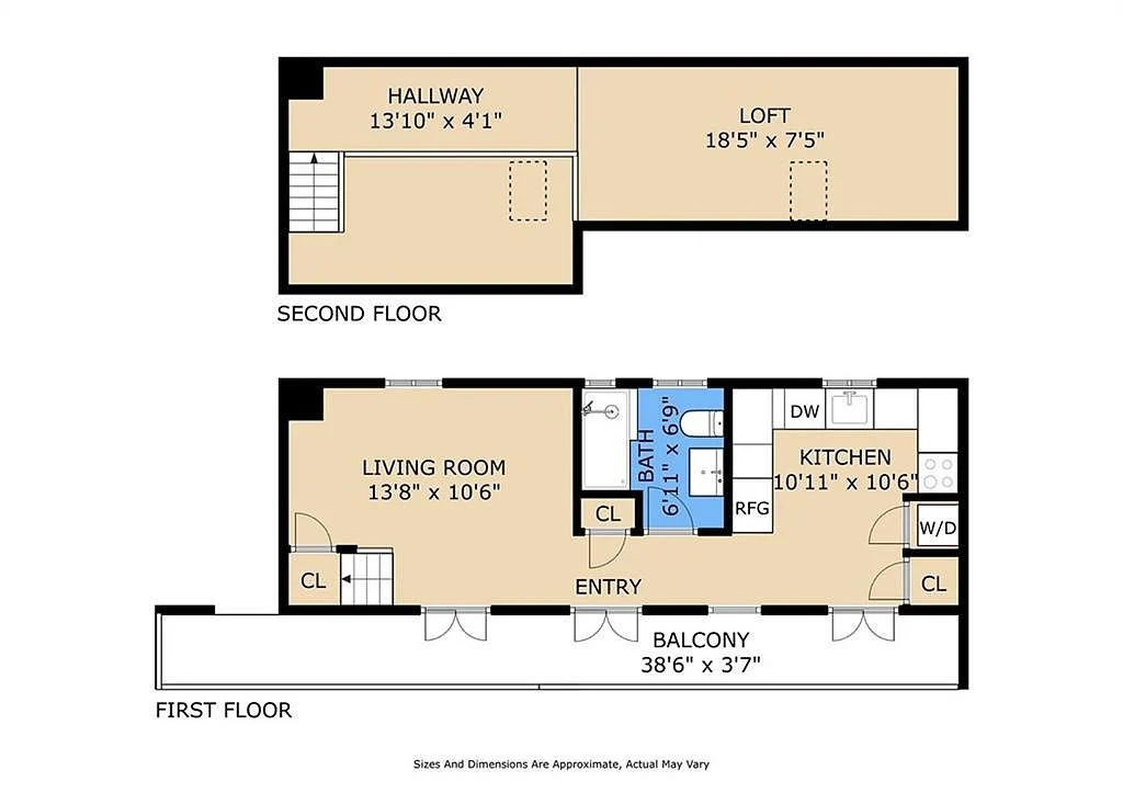 Floor plan of a third-floor unit with its added loft, Esplanade Avenue building renovated by DuCar Construction