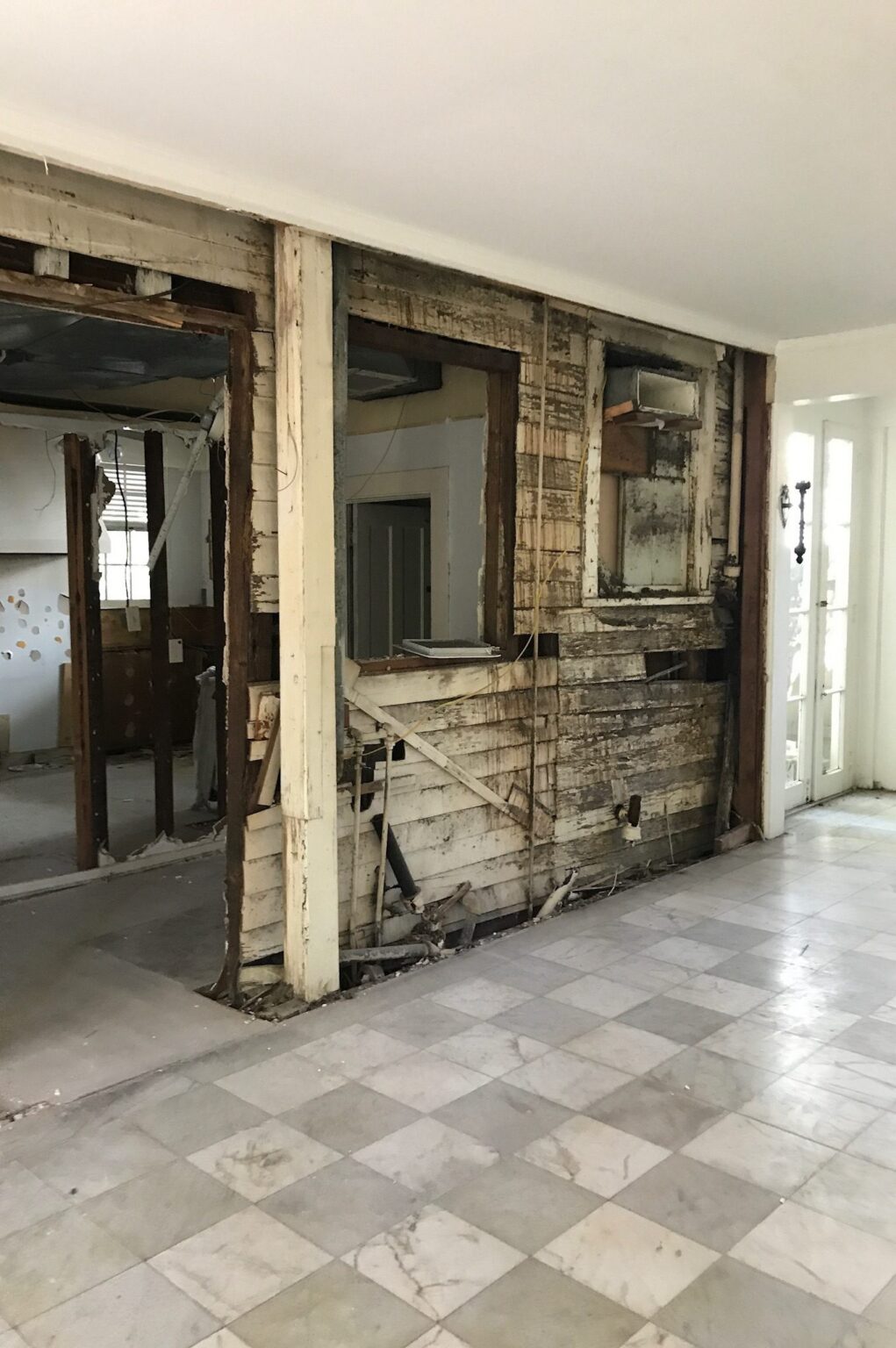 Original framing exposed during structural renovation of a historic New Orleans home